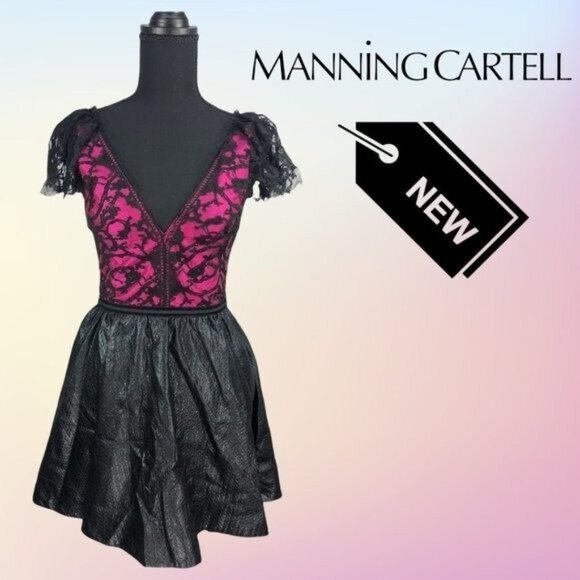 NWT Y2K Black & Fucshia Manning Cartell Stark Lacie Dress Size 4